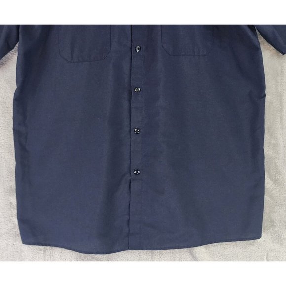 Red Kap Shirt Mens XLarge Blue Work Wear Nerd Power Patch Button up Short Sleeve - Picture 7 of 9